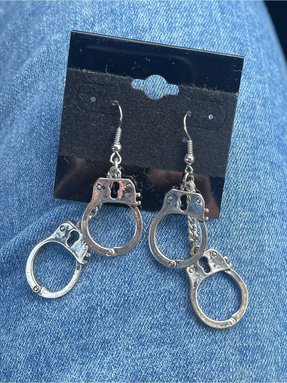 Silver Handcuff Dangle Earrings - Edgy Women’s Jewelry